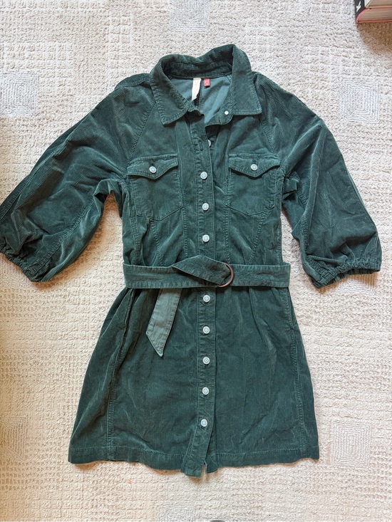 Pilcro Dresses & Skirts - Pilcro Forest Green Corduroy Button-Front Shirt Dress with Belt size 6